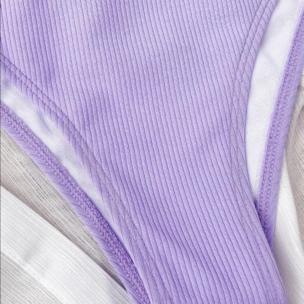 HIGH WAISTED RIBBED BIKINI SWIMSUIT - Picture 5 of 6
